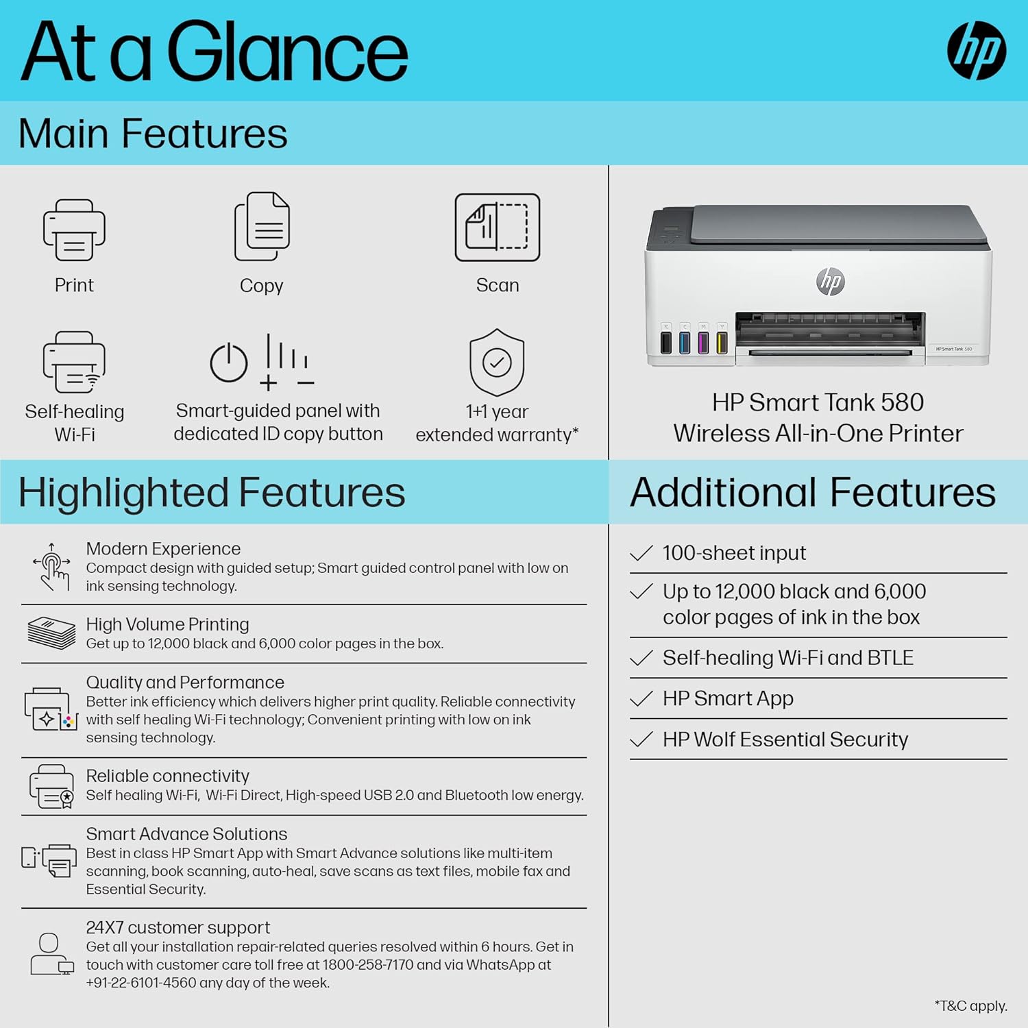 HP Smart Tank 580 All-in-One WiFi Colour Printer | 1 Extra Black Ink Bottle | 1+1 Year Extended Warranty on Registration - Image 4