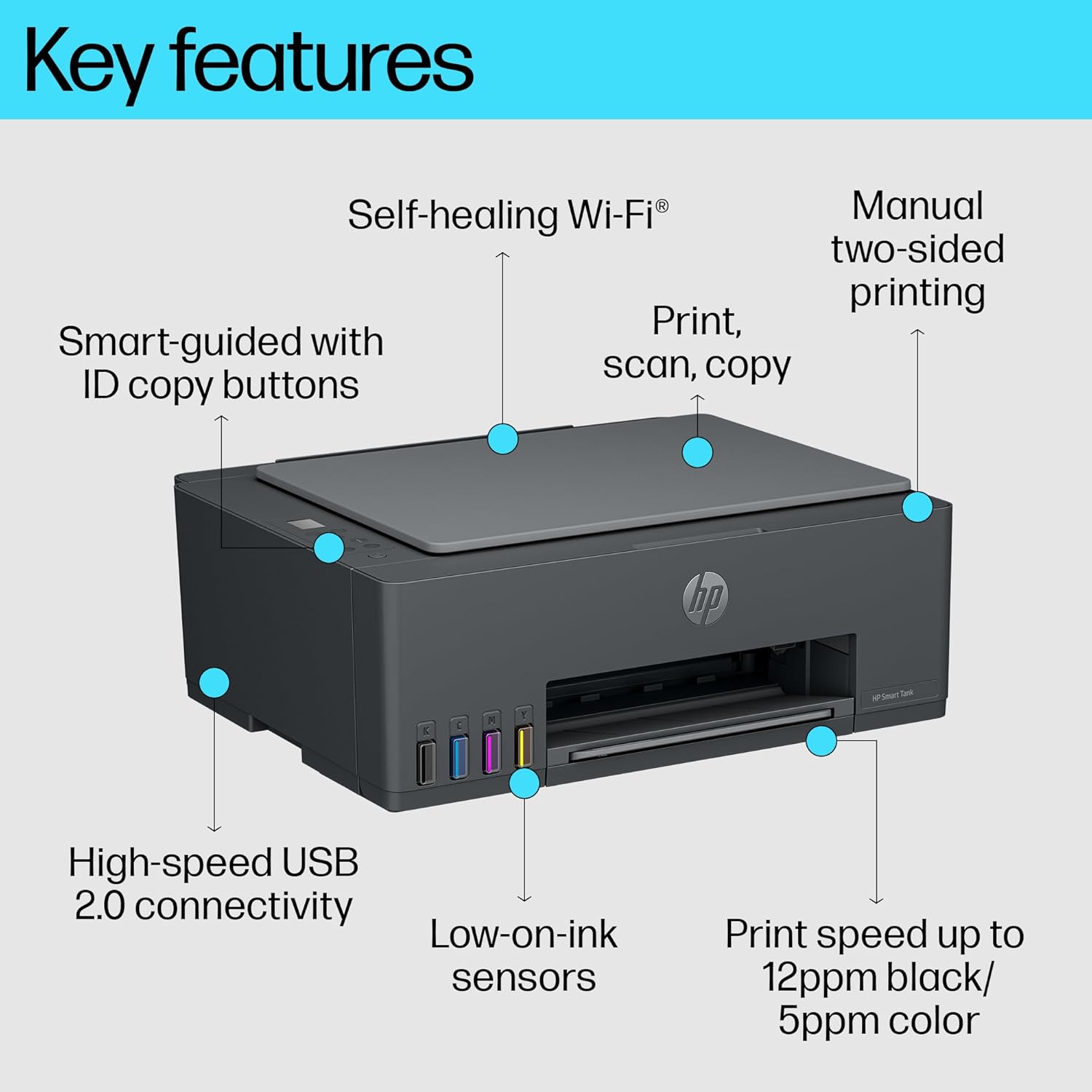 HP Smart Tank 584 All-in-One WiFi Colour Printer |1+1 Year Extended Warranty on Registration - Image 4