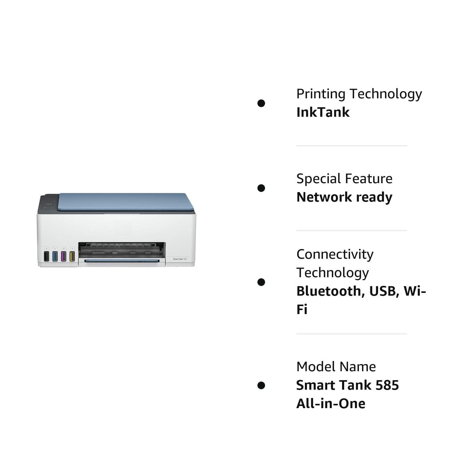 H P Smart Tank 585 All in One WiFi Colour Wireless Home Inkjet Printers - Image 2