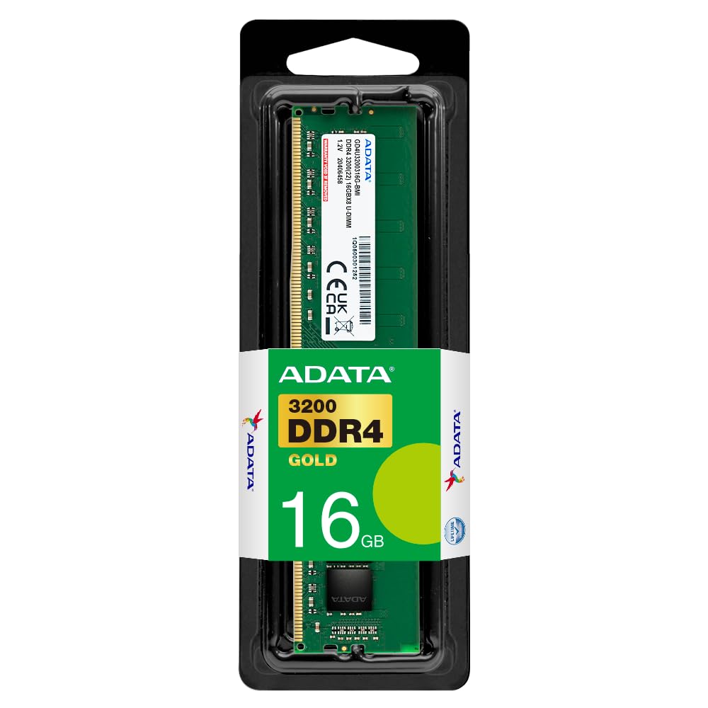 ADATA Premier 16GB 3200MHz U-DIMM DDR4 Desktop Memory, Single RAM Module, Supports Intel & AMD CPUs, XMP Profile Support, Fast Data Transfer, Enhanced Efficiency, AD4U320016G22-SGN