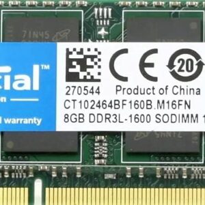 Crucial 8GB Single DDR3/DDR3L 1600 MT/S (PC3-12800) Unbuffered SODIMM 204-Pin Memory - CT102464BF160B