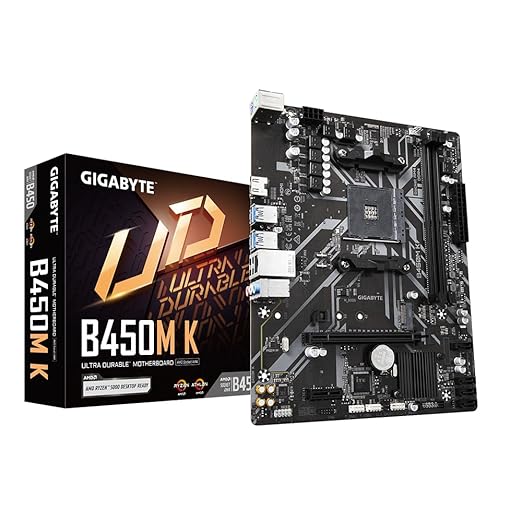 GIGABYTE B450M K Micro-ATX Motherboard – AMD AM4, DDR4 64GB, M.2, HDMI, USB 3.2, RAID Support