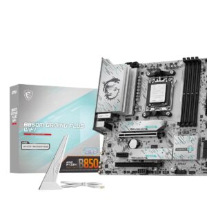 MSI B850M Gaming Plus WiFi Motherboard, mATX - Supports AMD Ryzen 9000/8000 / 7000 Processors, AM5 - DDR5 Memory Boost 8200+ MT/s (OC), PCIe 5.0 x16 & 4.0 x4, M.2 Gen5, Wi-Fi 7, 5G LAN
